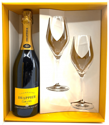 Estuche Champagne Drappier Carte D`Or Brut  + 2 Copas