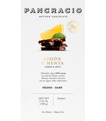 Tableta Chocolate Negro Pancracio Limón y Menta