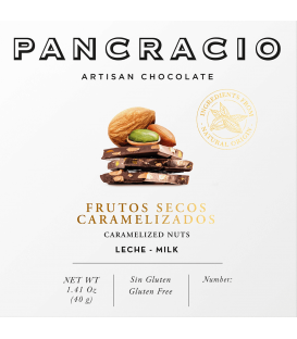 Mini Tableta Chocolate con Leche Pancracio Frutos Secos Caramelizados 40gr