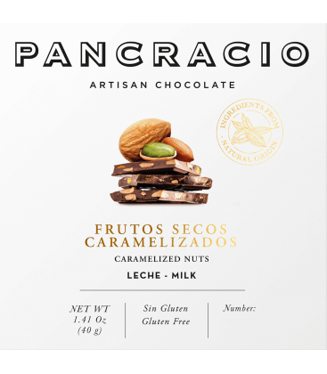 Mini Tableta Chocolate con Leche Pancracio Frutos Secos Caramelizados 40gr